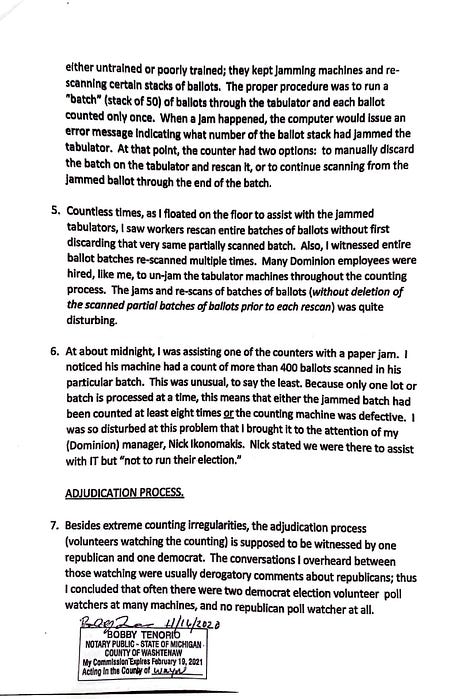Mellissa Carone's affidavit from the 2020 election