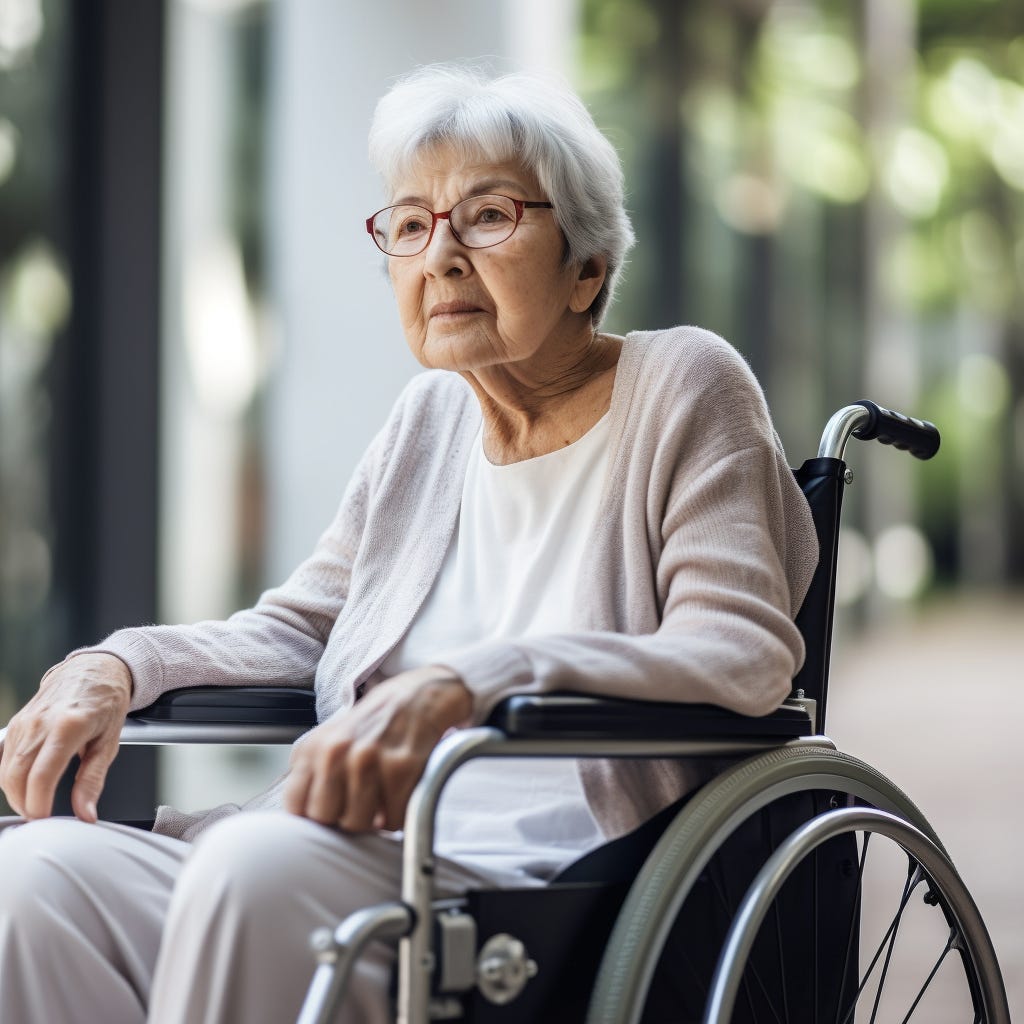 Lady in Wheelchair - Made with MidJourney