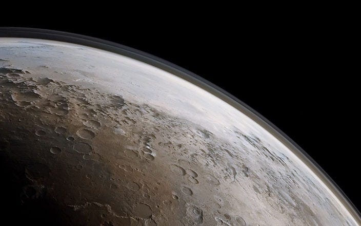 Martian landscape showing evidence of an ancient relic