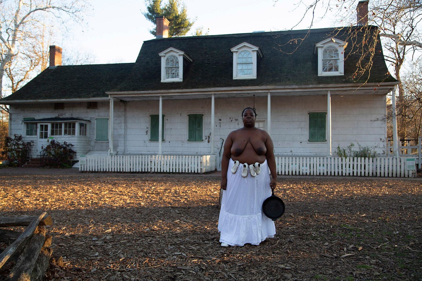 If someone were to be concerned with the nudity in her work, they “have a problem with the Black female form,” Faustine told CNN. "(They) have a problem with women’s autonomy, celebrating the Black body, and seeing that depicted in art.” Pictured above, Faustine's 2016 photo "Isabelle, Lefferts House, Brooklyn (Self-Portrait)" taken outside the Lefferts Historic House museum in Prospect Park, Brooklyn. If someone were to be concerned with the nudity in her work, they “have a problem with the Black female form,” Faustine told CNN. "(They) have a problem with women’s autonomy, celebrating the Black body, and seeing that depicted in art.” Pictured above, Faustine's 2016 photo "Isabelle, Lefferts House, Brooklyn (Self-Portrait)" taken outside the Lefferts Historic House museum in Prospect Park, Brooklyn.