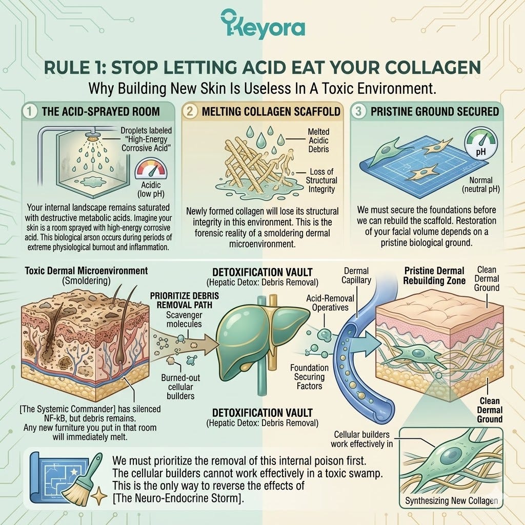 Systemic Regulator action stops the acid sprinklers to preserve ATP Synthesis and prevent the melting of new collagen triple-helix structures. Systemic Regulator action stops the acid sprinklers to preserve ATP Synthesis and prevent the melting of new collagen triple-helix structures.