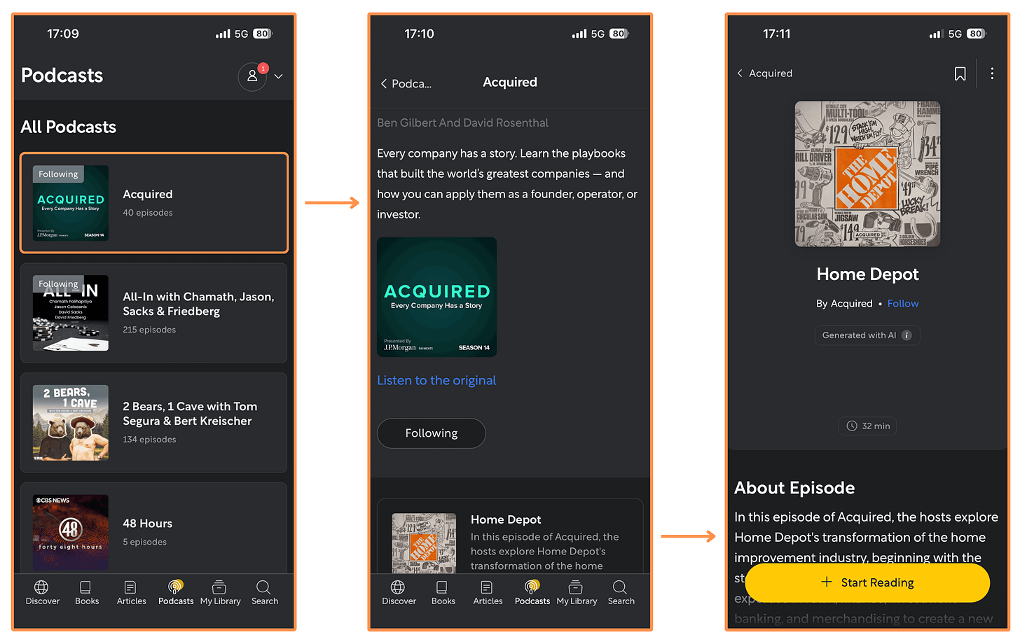 Shortform’s Podcasts (mobile app + dark mode) Shortform’s Podcasts (mobile app + dark mode)