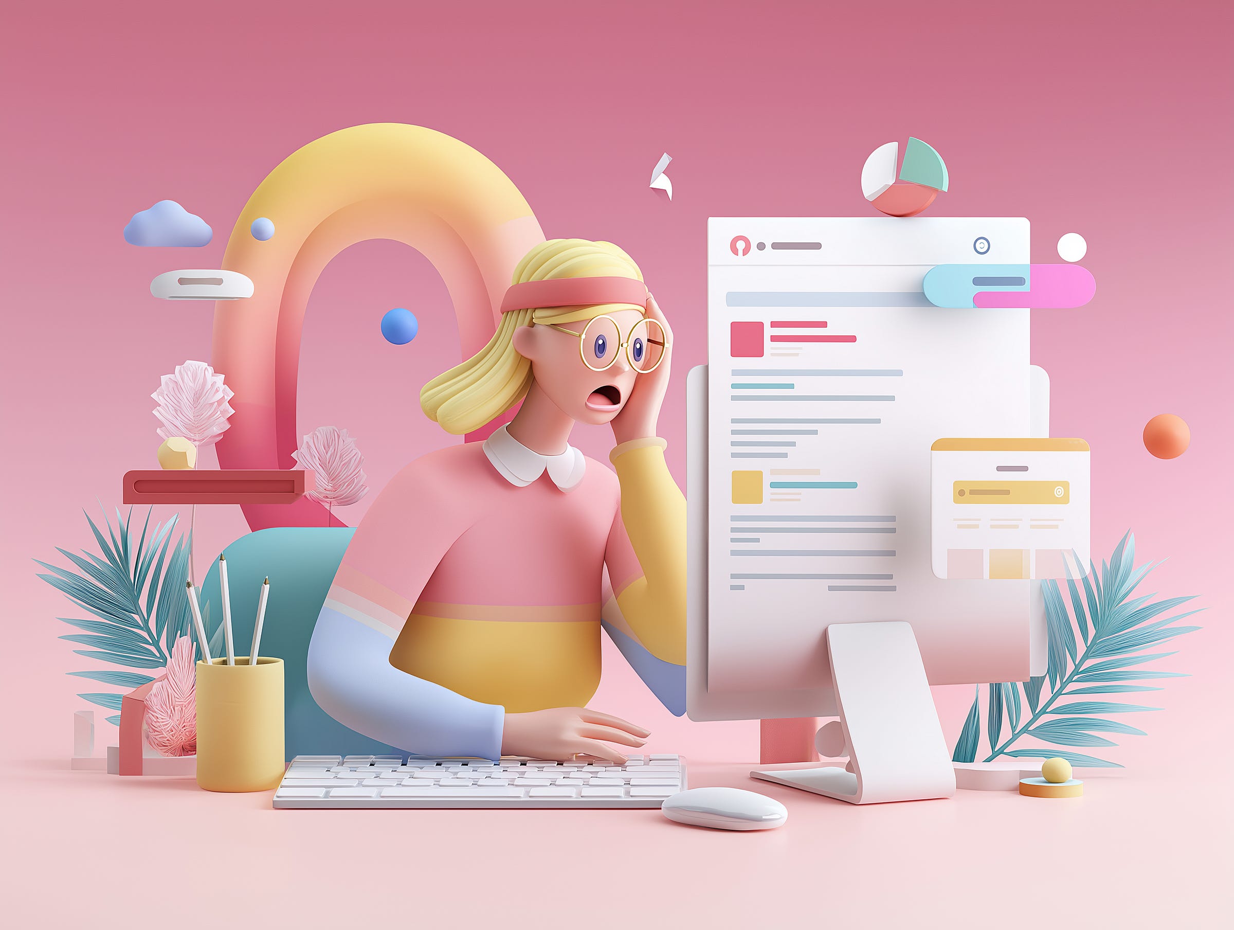 Frustrated woman working on her LinkedIn profile header