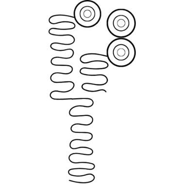 A black and white drawing of an evented Threlraan glyph equivalent to the Aold Akkadian syllable 'a'