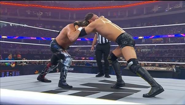 Two men wrestling in a ring

AI-generated content may be incorrect.