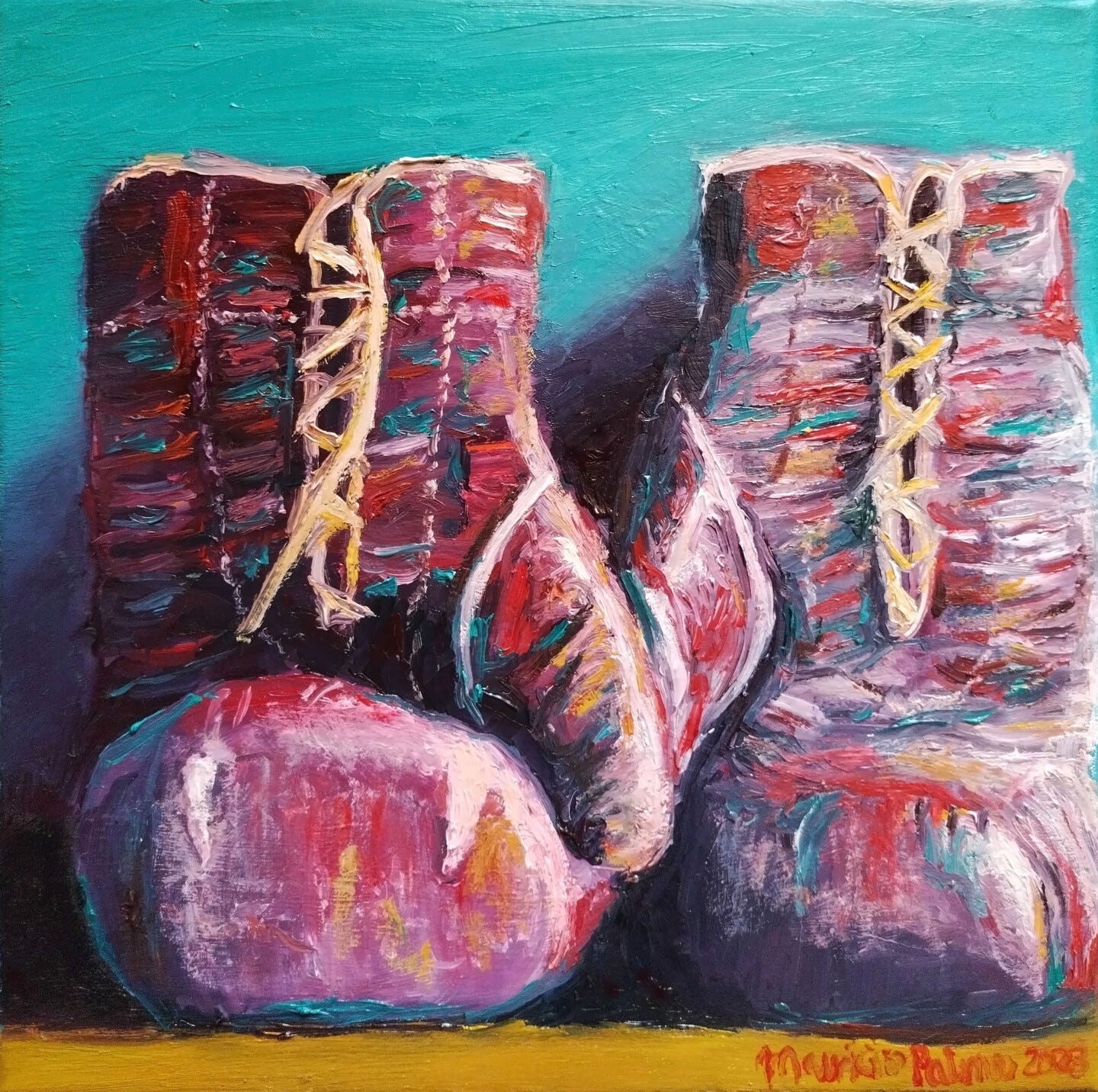 Old Boxing Gloves, Painting by Mauricio Palma | ArtMajeur