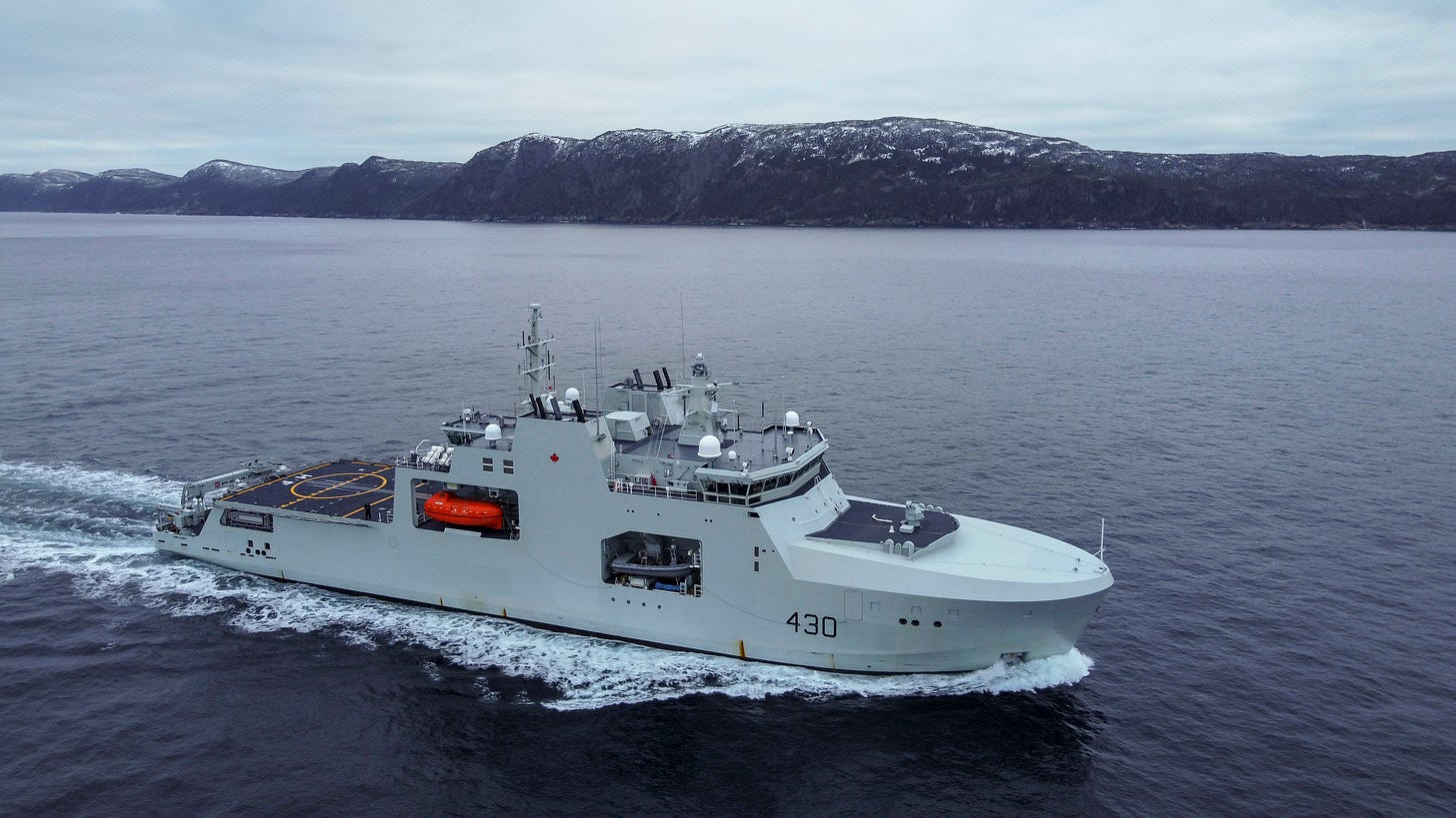 HMCS Harry DeWolf sails in Conception Bay, N.L.
