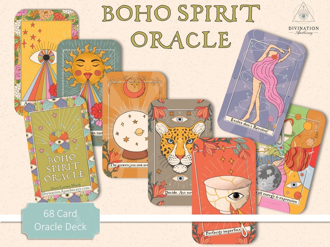 The Boho Spirit Oracle Deck, Joyful, Colorful Oracle Cards for Divination, Clear Messaging for Beginners or Advanced Readers image 1