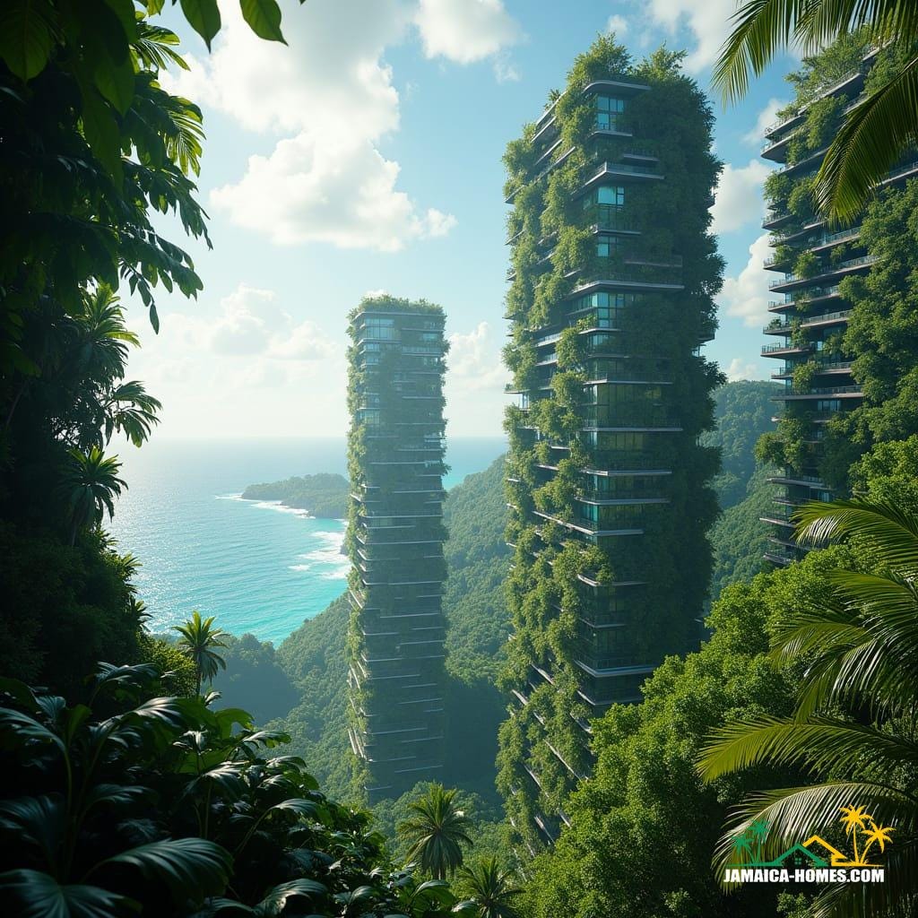 Futuristic, eye-catching buildings designed to blend with the island’s natural beauty in Jamaica’s urban landscape.
