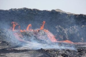 Active lava flows spilling out of the Erta Ale volcano in Afar, Ethiopia