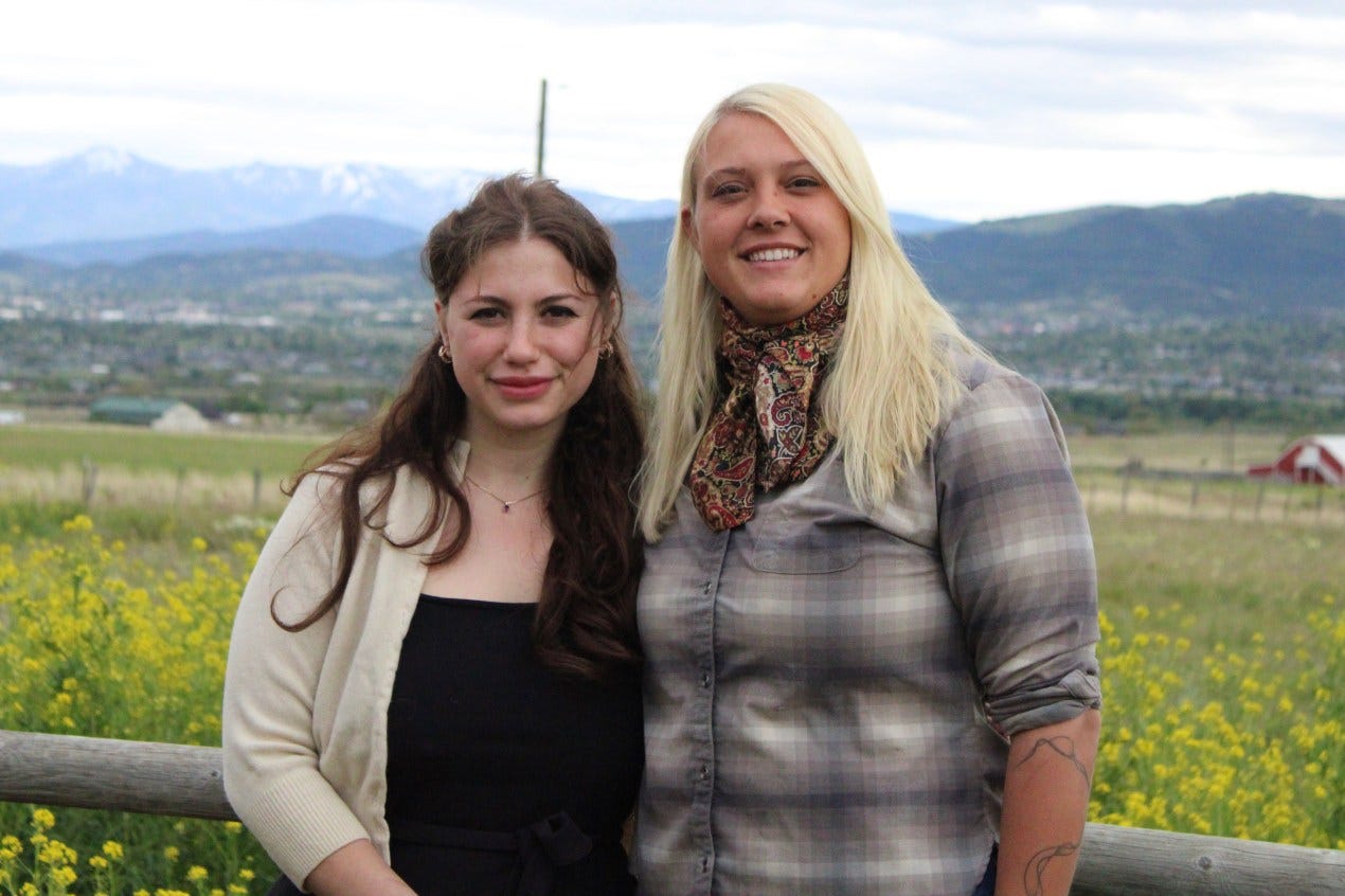 Sophia Ferst (left) stands beside her wife, Madison Bethke (right), outside of Helena, Montana. Sophia Ferst (left) stands beside her wife, Madison Bethke (right), outside of Helena, Montana.