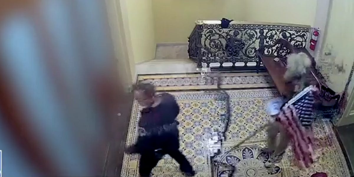 ‘Bombshell’ Surveillance Video Shows QAnon Shaman Was Escorted Through Capitol Building by Police on Jan 6