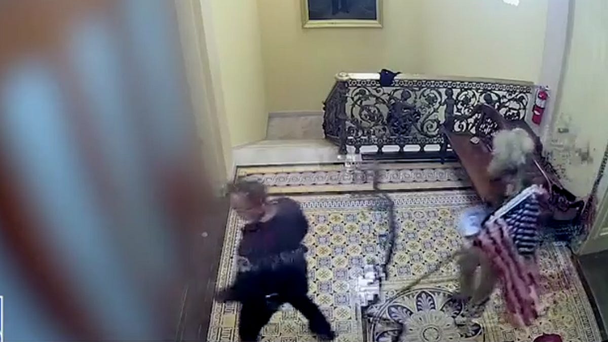 ‘Bombshell’ Surveillance Video Shows QAnon Shaman Was Escorted Through Capitol Building by Police on Jan 6