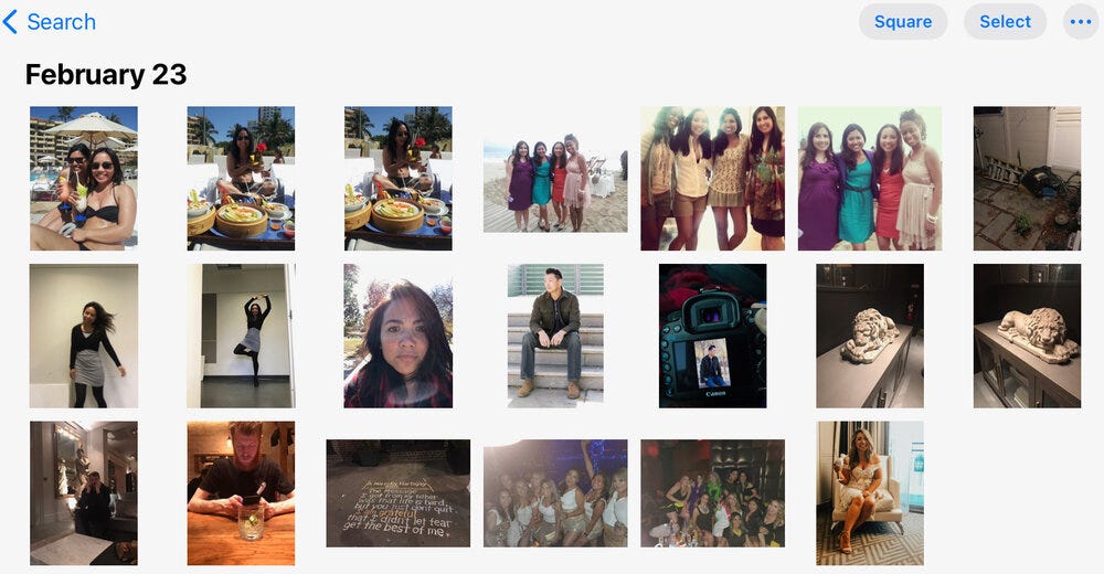 A screenshot of what comes up in my iCloud when I looked at my photos by a date.
