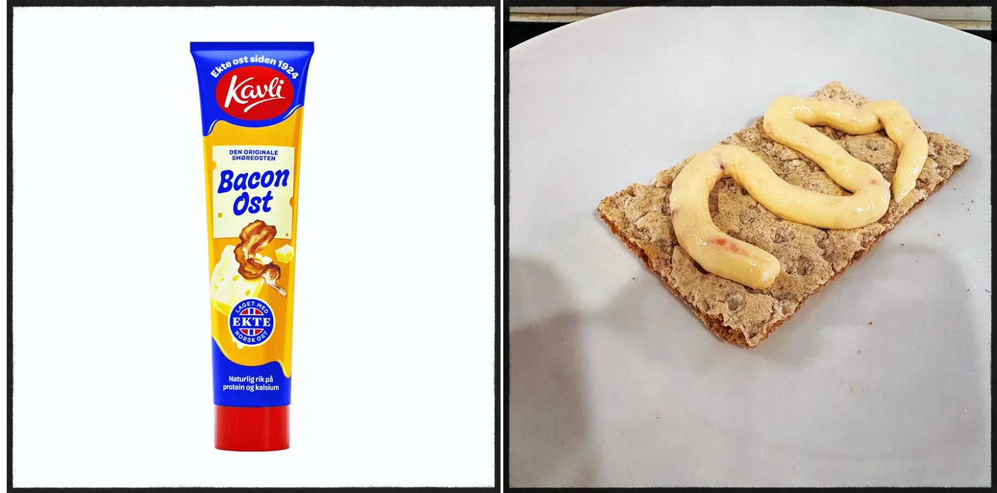 Bacon Cheese in a tube and on a cracker. Bacon Cheese in a tube and on a cracker.