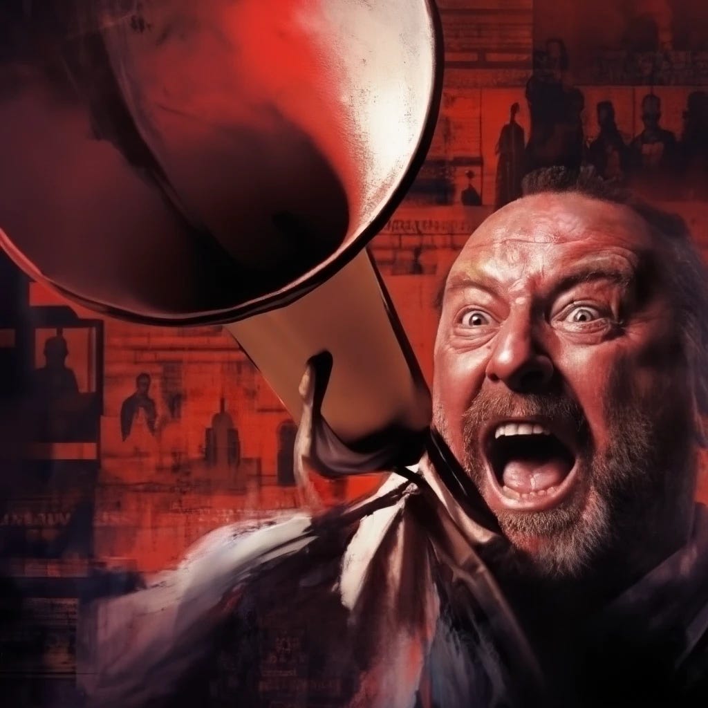 Alex Jones conspiracy theorist yelling into bullhorn