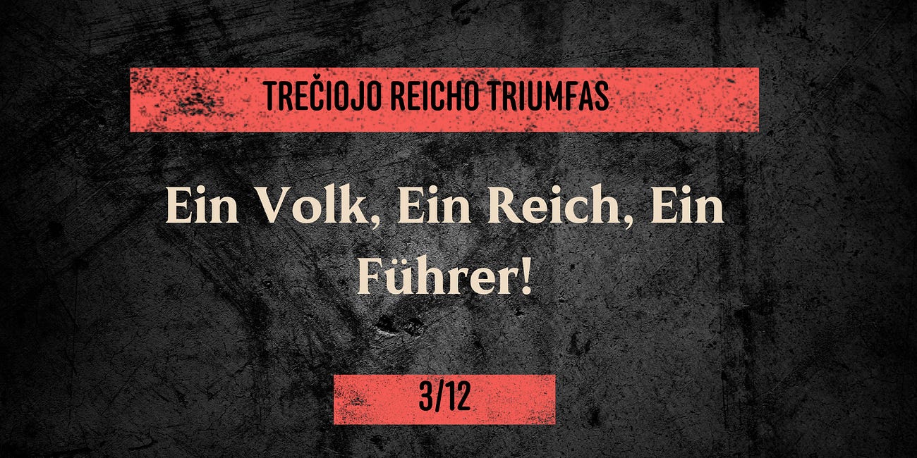 Trečiojo Reicho triumfas. Audio knyga. 3/13 Ein Volk, Ein Reich, Ein Führer!