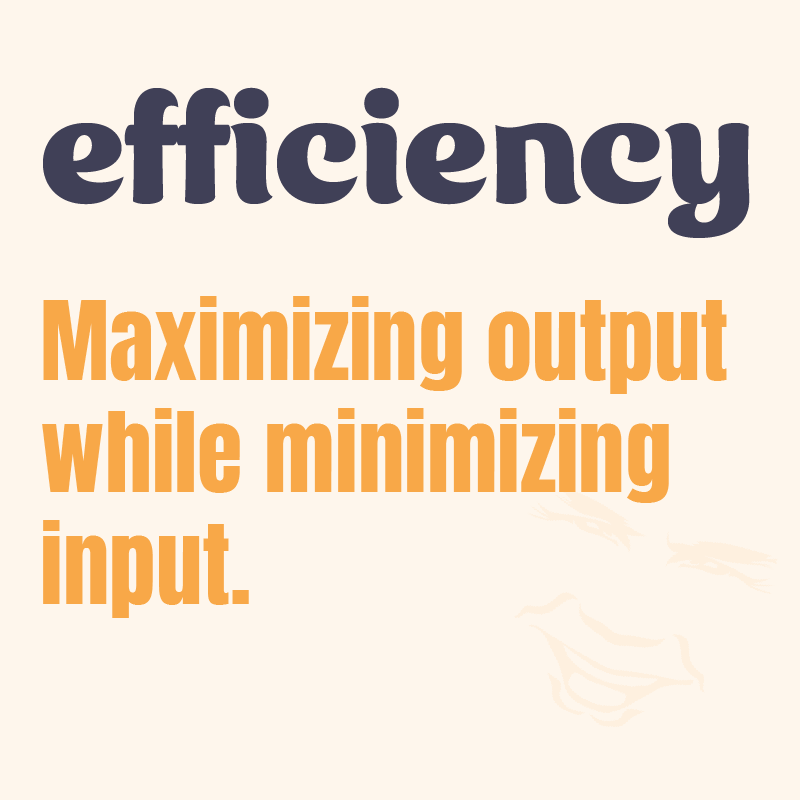efficiency: Maximizing output while minimizing input.