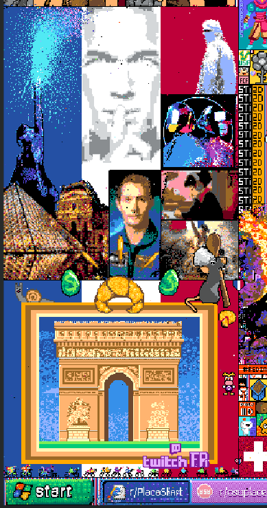 See? People feared France would just leave a boring flag in the corner.  This is what happens when you let France do its thing. More fine Art to  come : r/place