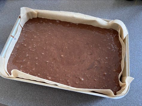 Several steps to a chocolate cake