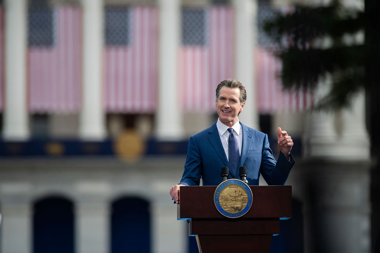 Gavin Newsom speaks during his inauguration in Sacramento, Calif., on Jan. 6.
