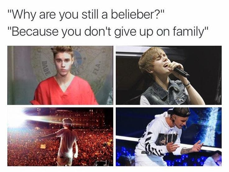 We Beliebers are one big family no one can break us down Beliebers doesn't  abandon their own family