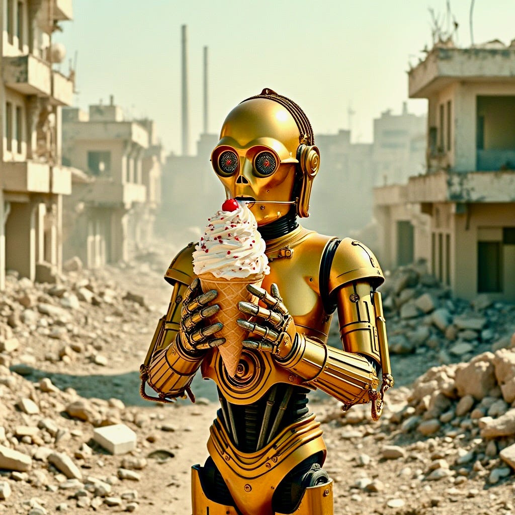 A robot holding an ice cream cone

AI-generated content may be incorrect.