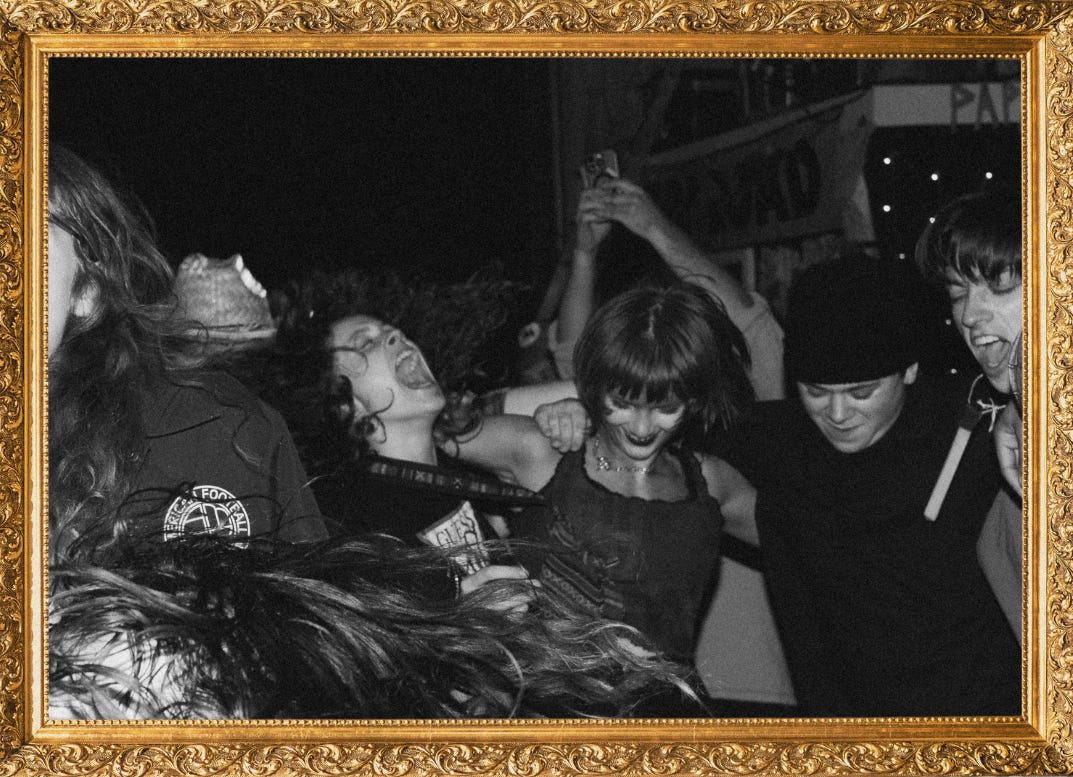 Black and white crowd picture.