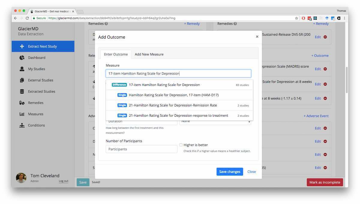 Data extraction portal for GlacierMD