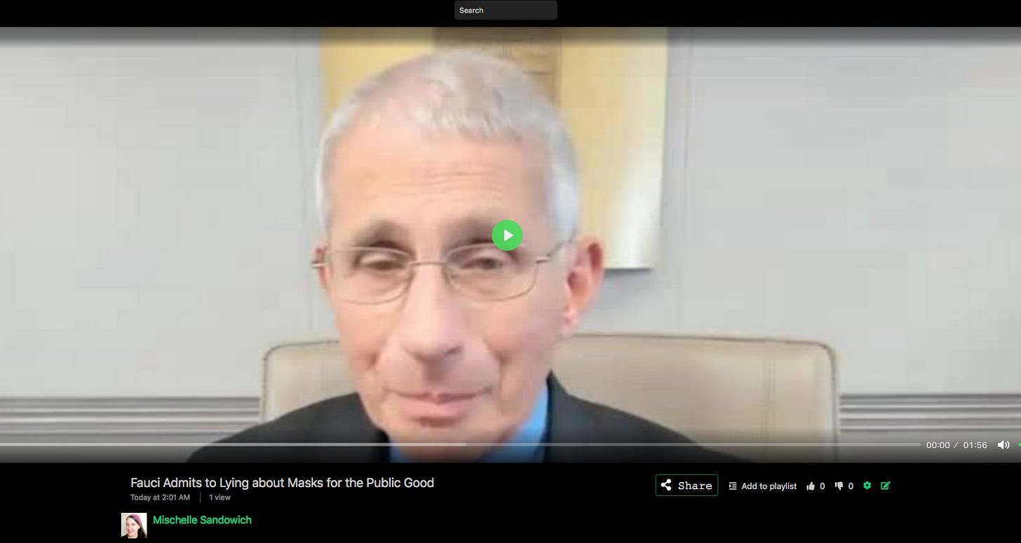 Fauci admits to lying about masks for the public good