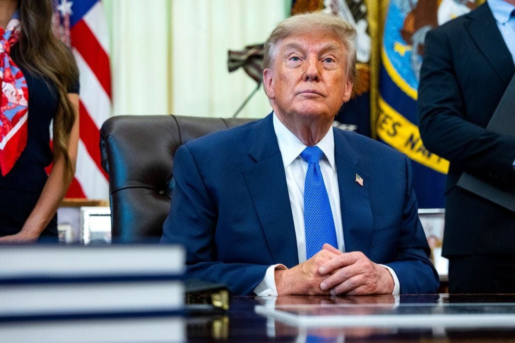 President Trump at an executive order signing ceremony in the Oval Office on Aug. 10, 2026.