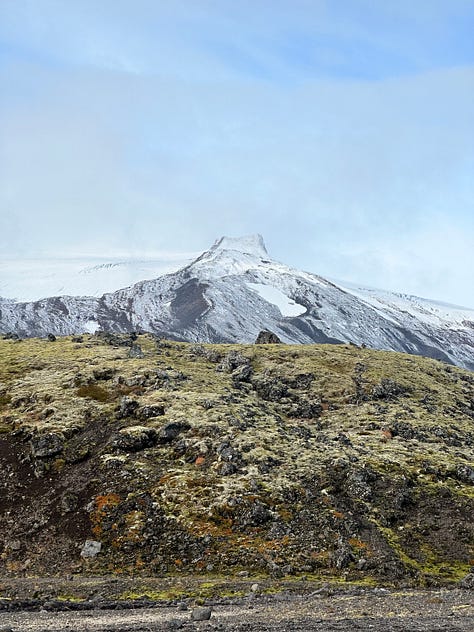 three pictures of the slopes of Mt Snaefell