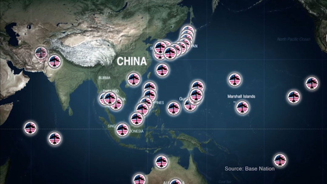 r/MapPorn - US Military bases surrounding China