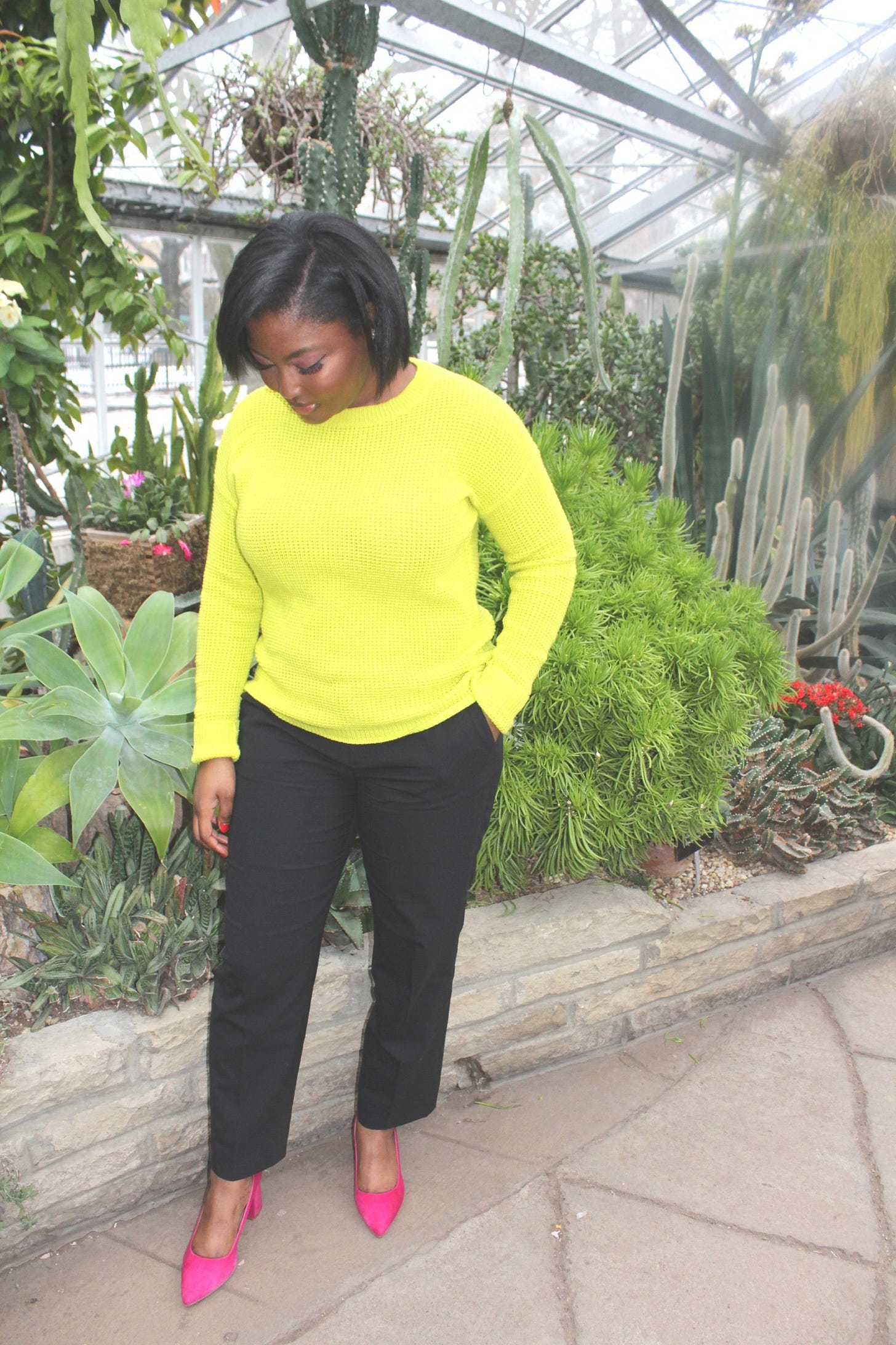 Neon Sweater with Black Dress Pants Neon Sweater with Black Dress Pants