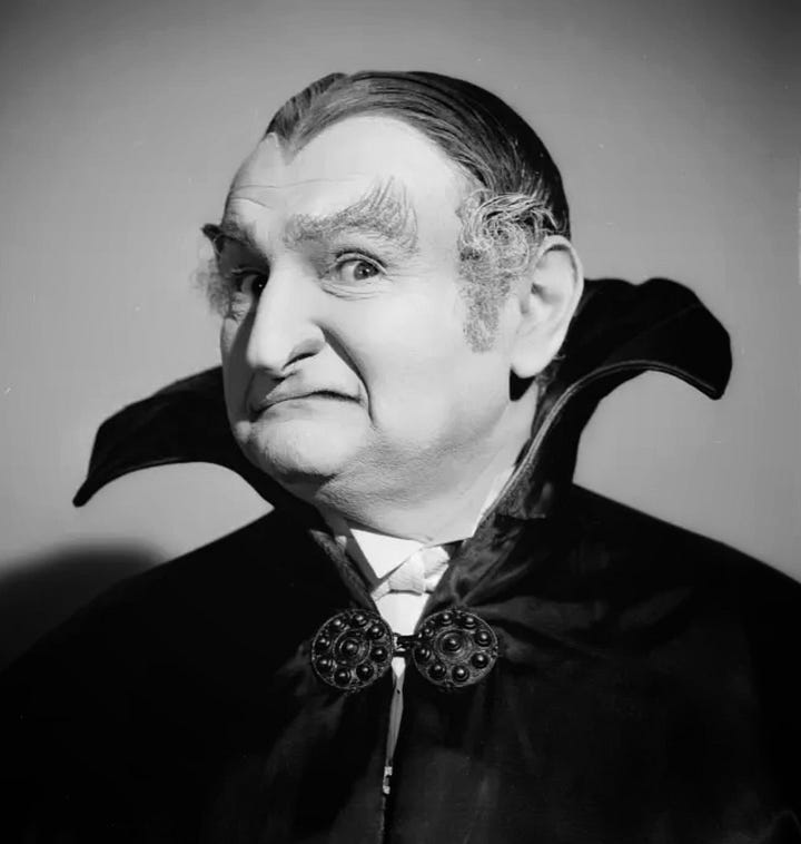 Clockwise from left: Bela Lugosi with uncredited wife, Dracula, 1931; Al Lewis as Sam "Grandpa" Dracula in The Munsters, 1964; Stephen Miller, evil bastard; Catherine Deneuve as Miriam Blaylock in The Hunger, 1983. 