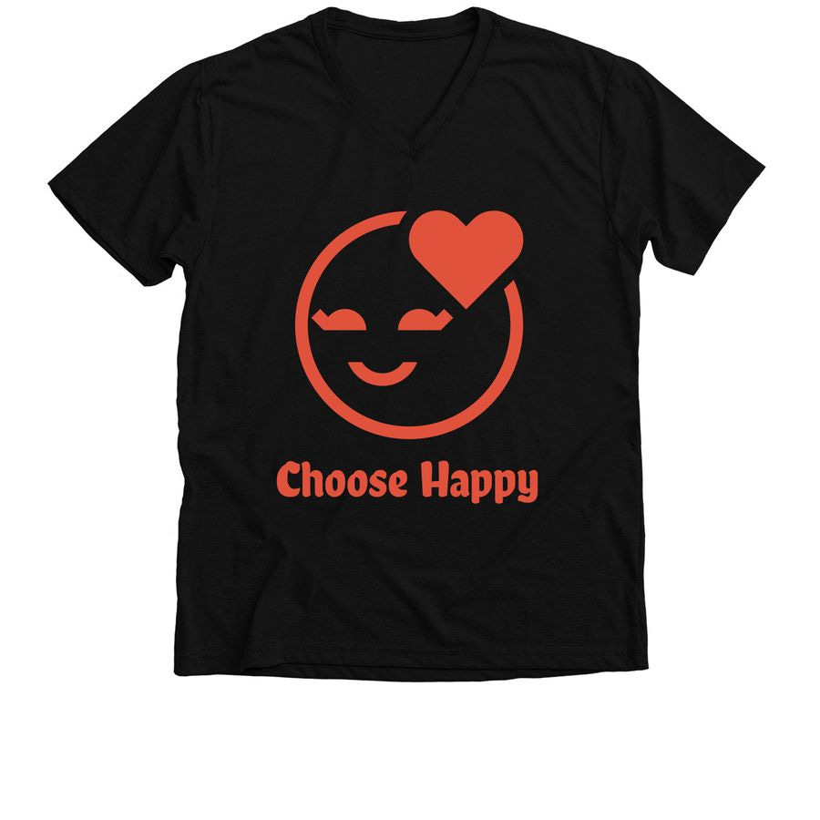 I Choose Happy, a Black V-Neck Unisex Tee