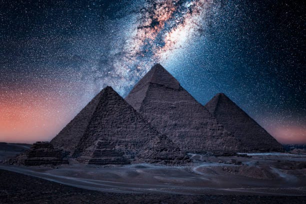 The Pyramids Of Giza In Egypt Stock Photo - Download Image Now - Pyramid,  Egypt, Night - iStock