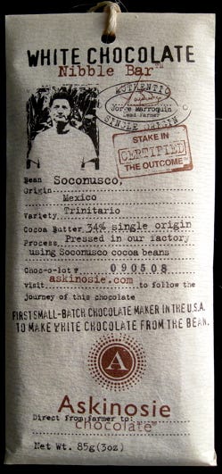 Askinosie - white nibble bar Askinosie - white nibble bar