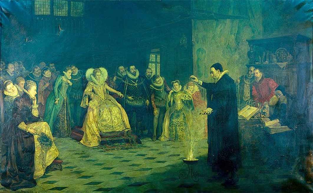 John Dee demonstrating an experiment before Queen Elizabeth I (Wellcome Images/ CC BY-SA 4.0)
