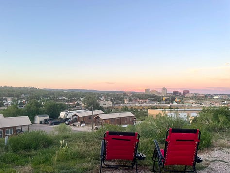 my photos of our campsite that looks over the city and some of the fireworks displays.