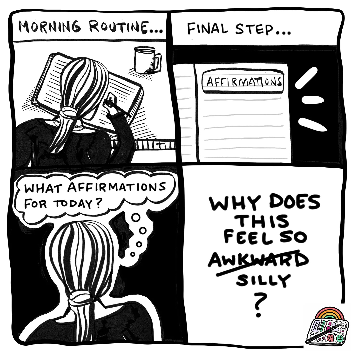 Graphic novel comic art about affirmations Graphic novel comic art about affirmations