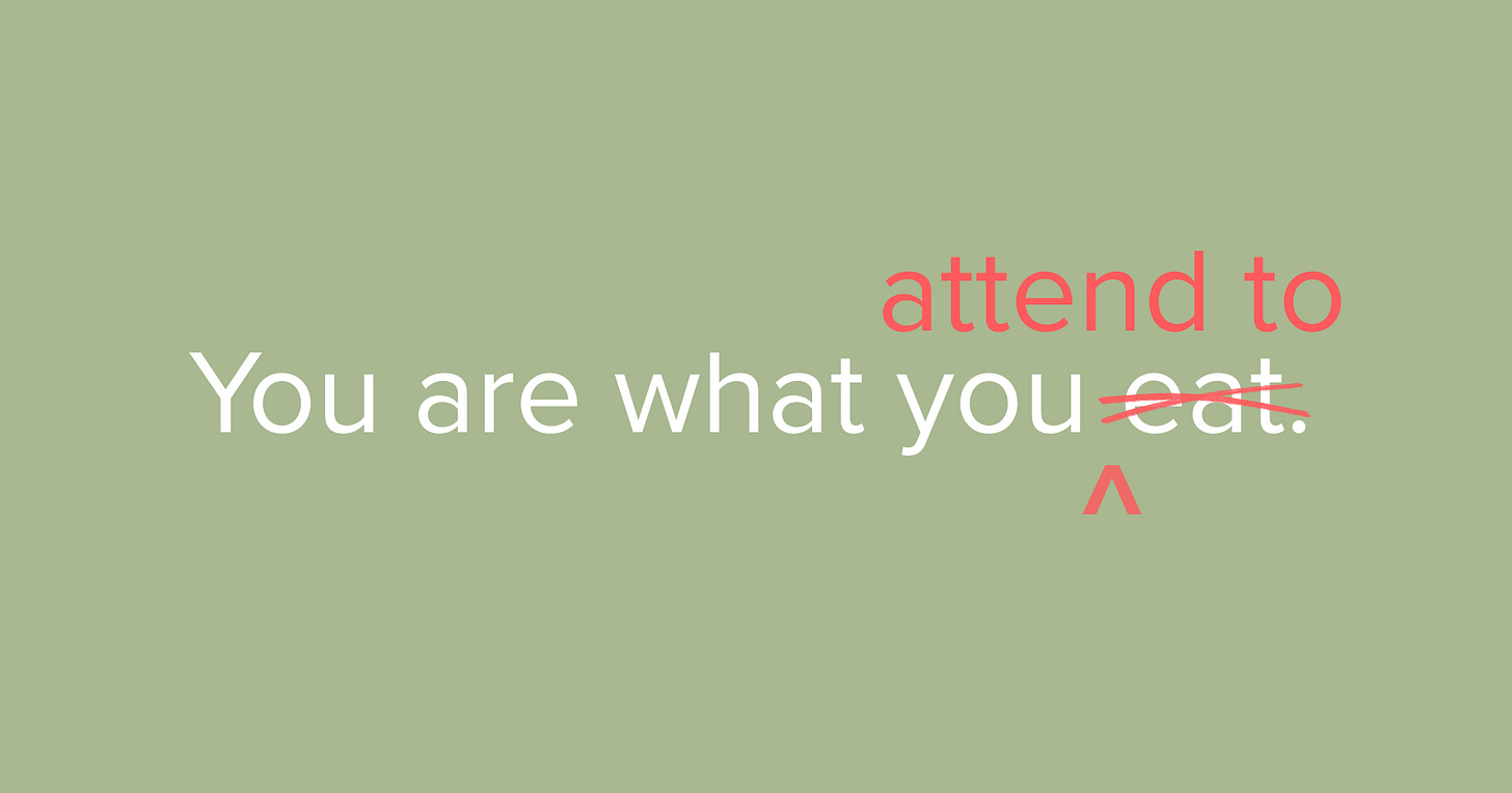 You are what you eat --> you are what you attend to.