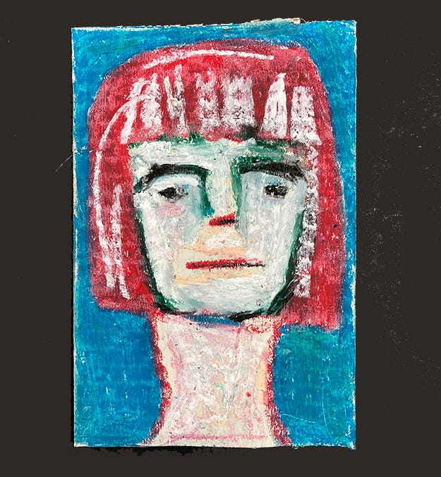 Oil pastel portrait paintings of women