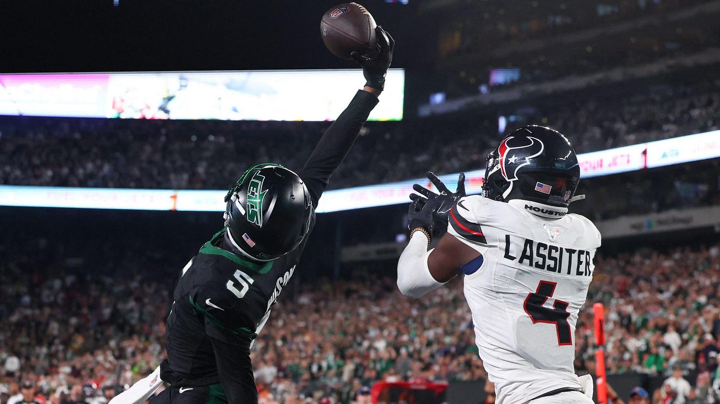 Houston Texans 13-21 New York Jets: Garrett Wilson acrobatics inspire Jets  to comeback win - BBC Sport