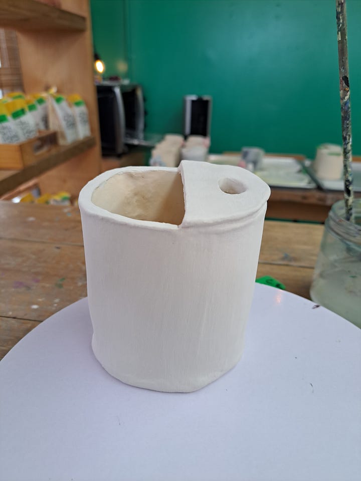 Photos of the process of making my clay tumbler