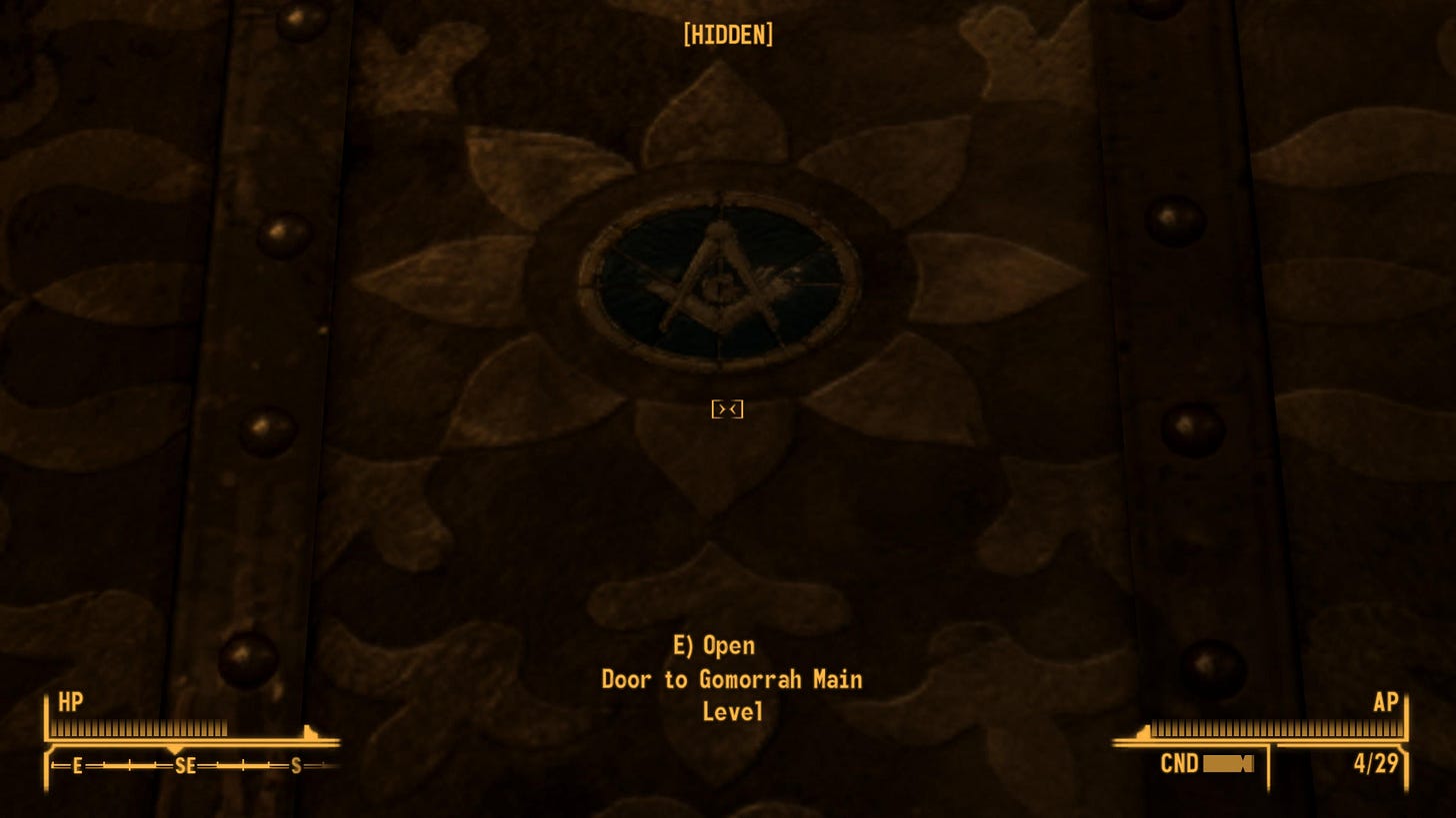 Did anyone else notice the masonic symbols on the doors in the gomorrah? : r/falloutnewvegas Did anyone else notice the masonic symbols on the doors in the gomorrah? : r/falloutnewvegas