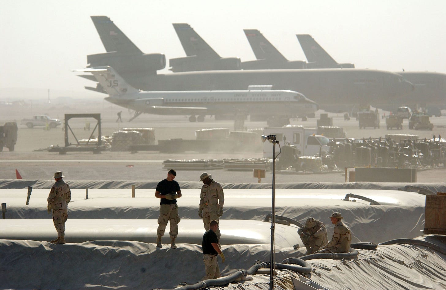 U.S. Air Force personnel at Al Udeid Air Base in Qatar in 2002. U.S. Air Force personnel at Al Udeid Air Base in Qatar in 2002.