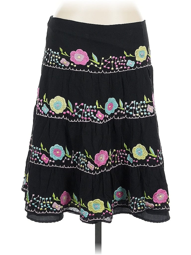 Nanette Lepore 100% Silk Graphic Black Silk Skirt Size 12 - photo 1 Nanette Lepore 100% Silk Graphic Black Silk Skirt Size 12 - photo 1