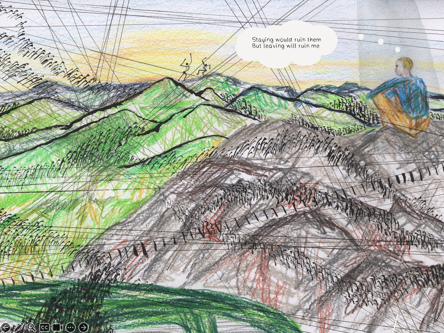 A drawing of a mountain range

Description automatically generated