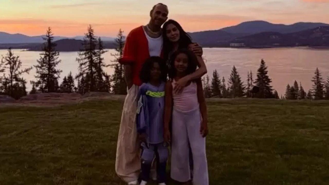 Image of Lewis Hamilton commented on spending time with Kim Kardashian's kids. Image of Lewis Hamilton commented on spending time with Kim Kardashian's kids.